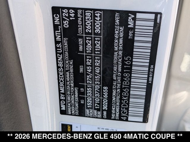 2026 Mercedes-Benz GLE 450 GLE 450 4MATIC® Coupe