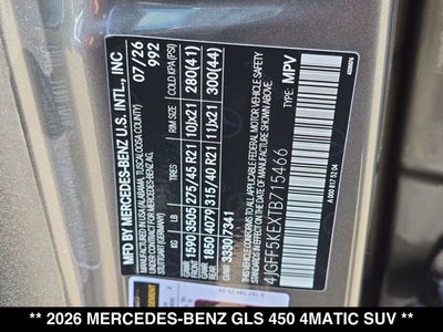 2026 Mercedes-Benz GLS 450 GLS 450 4MATIC® SUV