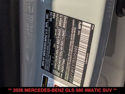 2026 Mercedes-Benz GLS 580 GLS 580 4MATIC® SUV