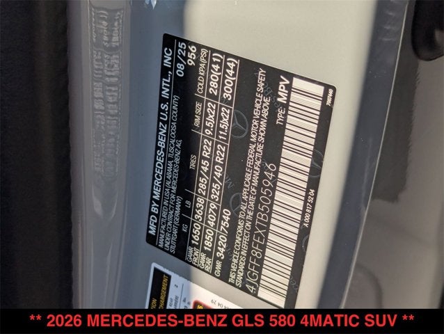 2026 Mercedes-Benz GLS 580 GLS 580 4MATIC® SUV