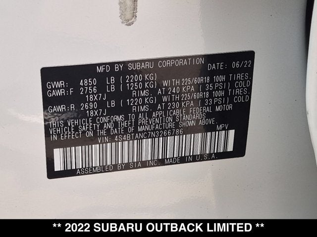 2022 Subaru Outback Limited