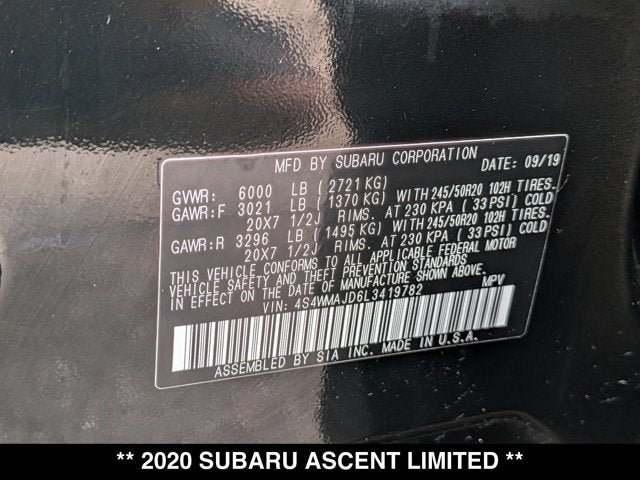 2020 Subaru Ascent Limited