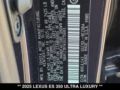 2025 Lexus ES 350 ES 350 Ultra Luxury