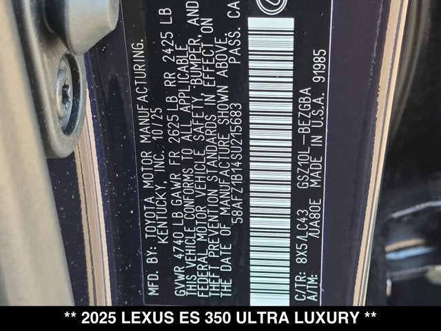 2025 Lexus ES 350 ES 350 Ultra Luxury