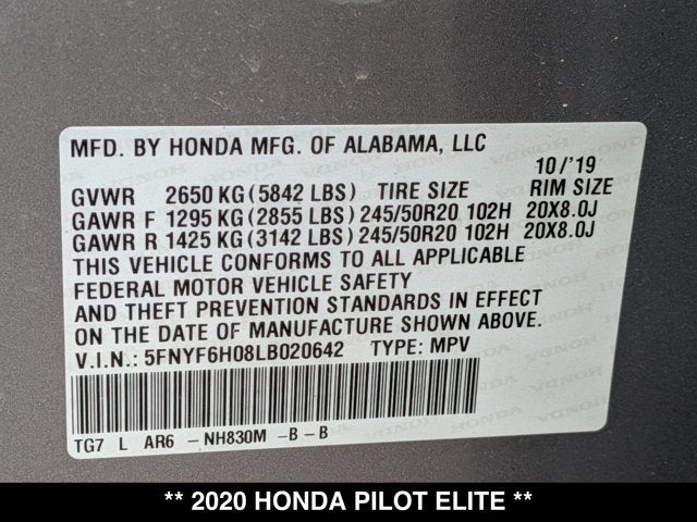 2020 Honda Pilot Elite