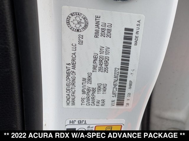2022 Acura RDX w/A-Spec Advance Package