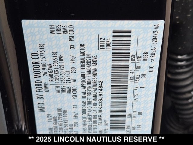 2025 Lincoln Nautilus Reserve