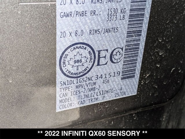 2022 INFINITI QX60 SENSORY