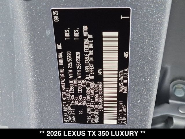 2026 Lexus TX 350 TX 350 Luxury