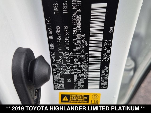 2019 Toyota Highlander Limited Platinum