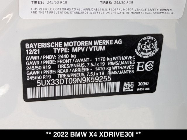 2022 BMW X4 xDrive30i