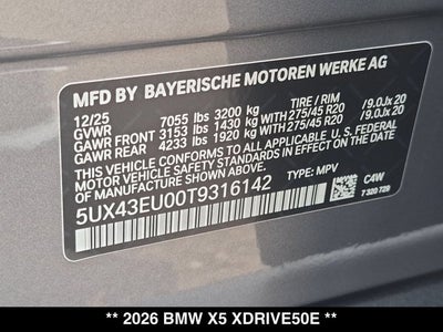 2026 BMW X5 xDrive50e