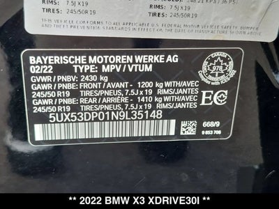 2022 BMW X3 xDrive30i