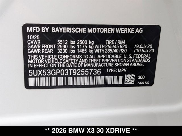2026 BMW X3 30 xDrive