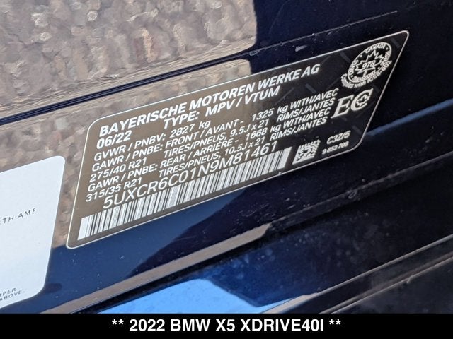 2022 BMW X5 xDrive40i