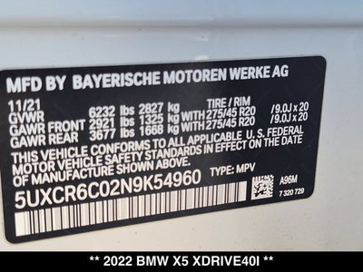 2022 BMW X5 xDrive40i