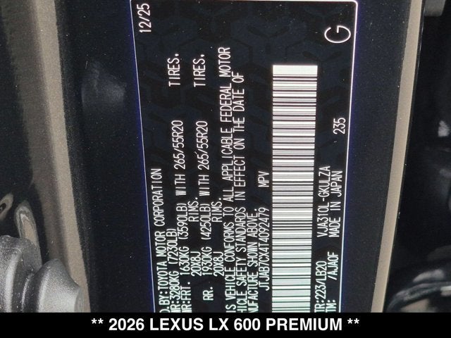 2026 Lexus LX 600 LX 600 Premium