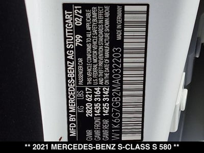 2021 Mercedes-Benz S 580 S 580