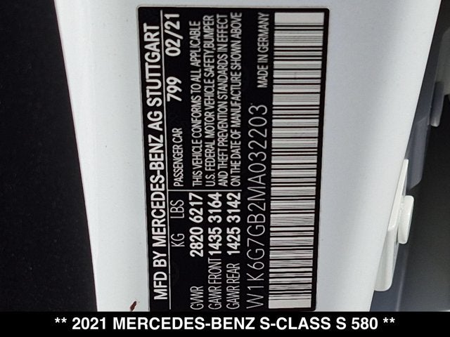 2021 Mercedes-Benz S 580 S 580
