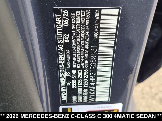 2026 Mercedes-Benz C-Class C 300 4MATIC® Sedan