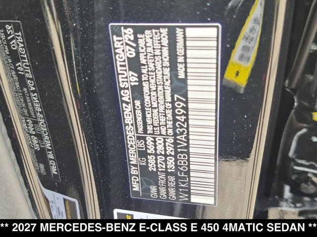 2027 Mercedes-Benz E 450 E 450 4MATIC® Sedan
