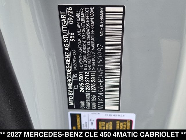 2027 Mercedes-Benz CLE 450 CLE 450 4MATIC® Cabriolet