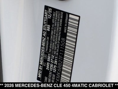 2026 Mercedes-Benz CLE 450 CLE 450 4MATIC® Cabriolet