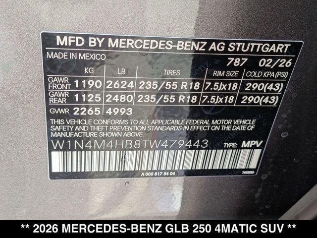 2026 Mercedes-Benz GLB 250 GLB 250 4MATIC® SUV