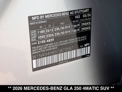 2026 Mercedes-Benz GLA 250 GLA 250 4MATIC® SUV