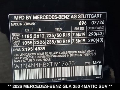 2026 Mercedes-Benz GLA GLA 250 4MATIC® SUV