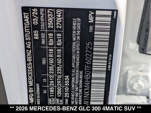 2026 Mercedes-Benz GLC 300 GLC 300 4MATIC® SUV