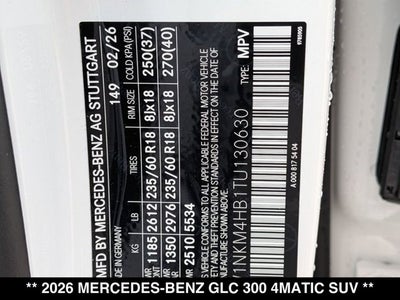 2026 Mercedes-Benz GLC 300 GLC 300 4MATIC® SUV