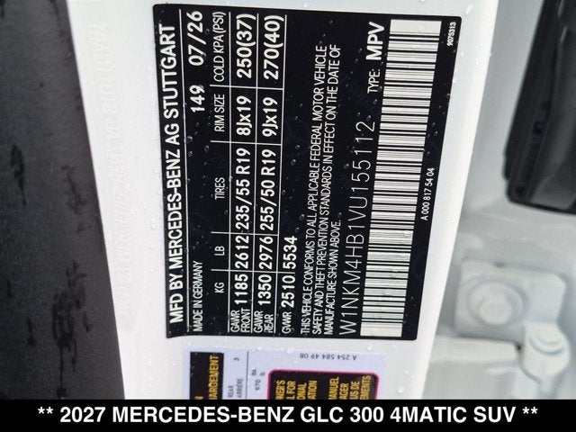 2027 Mercedes-Benz GLC 300 GLC 300 4MATIC® SUV
