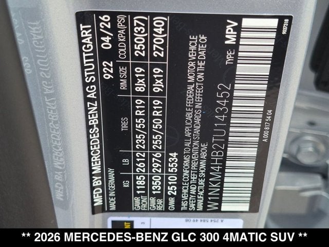 2026 Mercedes-Benz GLC GLC 300 4MATIC® SUV