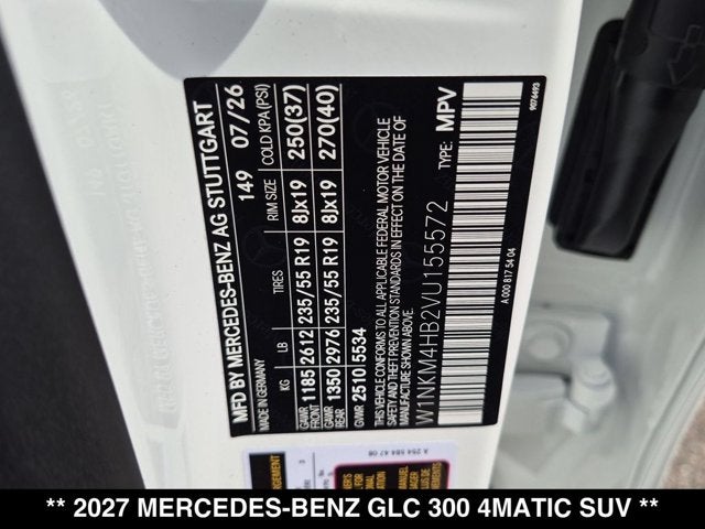 2027 Mercedes-Benz GLC 300 GLC 300 4MATIC® SUV