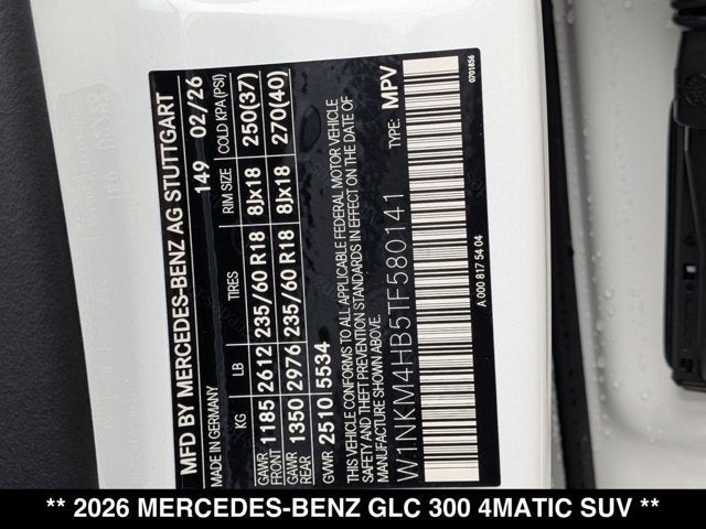 2026 Mercedes-Benz GLC 300 GLC 300 4MATIC® SUV