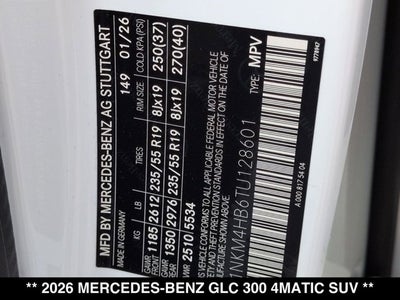 2026 Mercedes-Benz GLC 300 GLC 300 4MATIC® SUV