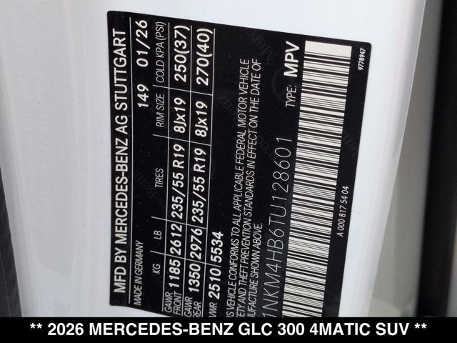 2026 Mercedes-Benz GLC 300 GLC 300 4MATIC® SUV