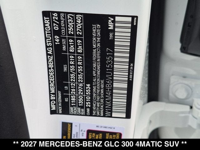 2027 Mercedes-Benz GLC GLC 300 4MATIC® SUV