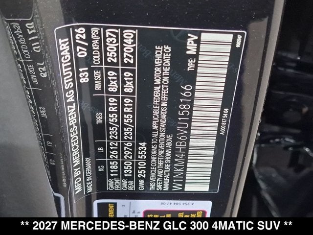 2027 Mercedes-Benz GLC 300 GLC 300 4MATIC® SUV