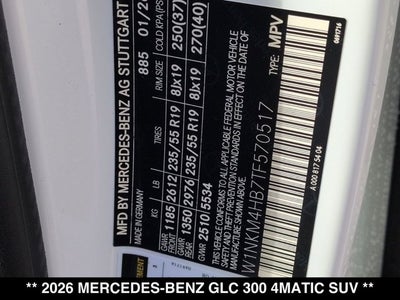 2026 Mercedes-Benz GLC 300 GLC 300 4MATIC® SUV