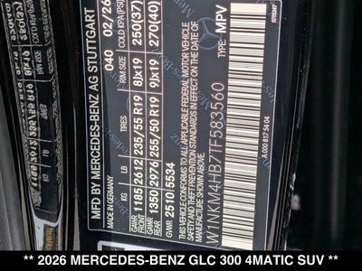 2026 Mercedes-Benz GLC 300 GLC 300 4MATIC® SUV