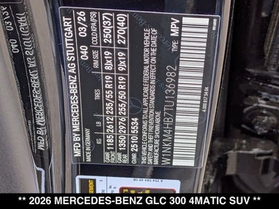 2026 Mercedes-Benz GLC 300 GLC 300 4MATIC® SUV