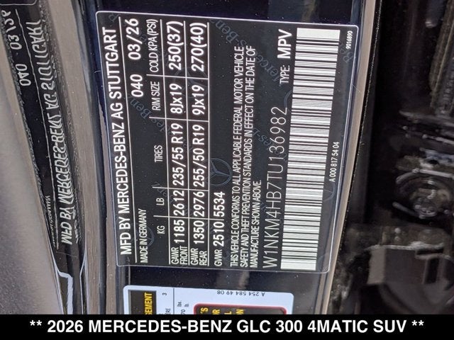 2026 Mercedes-Benz GLC 300 GLC 300 4MATIC® SUV