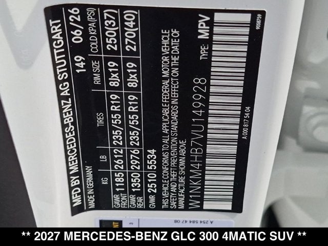 2027 Mercedes-Benz GLC 300 GLC 300 4MATIC® SUV