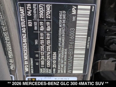 2026 Mercedes-Benz GLC 300 GLC 300 4MATIC® SUV