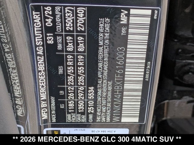 2026 Mercedes-Benz GLC 300 GLC 300 4MATIC® SUV