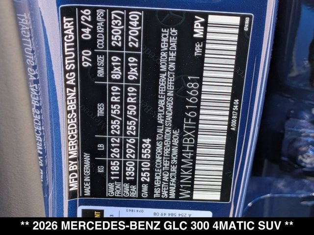 2026 Mercedes-Benz GLC 300 GLC 300 4MATIC® SUV