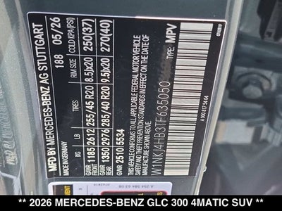 2026 Mercedes-Benz GLC 300 GLC 300 4MATIC® SUV