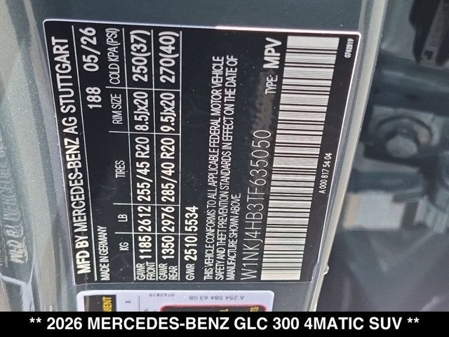 2026 Mercedes-Benz GLC 300 GLC 300 4MATIC® SUV